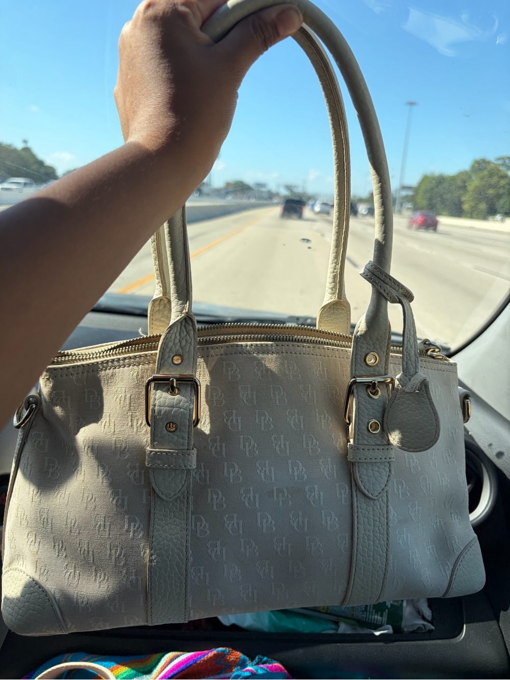 Dooney & Bourke Cream Satchel with Signature Monogram